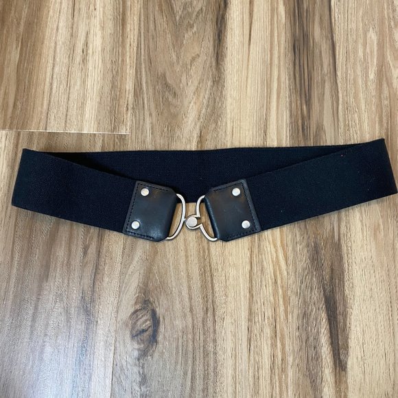 Black elastic and leather belt GAP medium - Picture 1 of 2